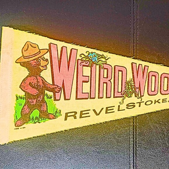 1970s Weird Woods Revelstoke BC Canada Felt Pennant – Vintage Souvenir - Picture 1 of 3
